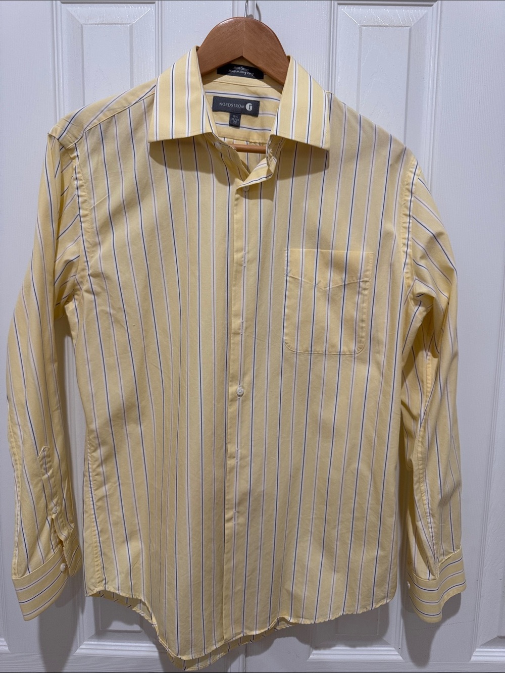 Nordstrom Yellow and White Striped Men's Button-Down Shirt